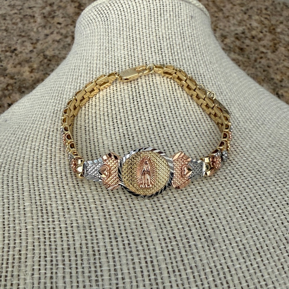 Gold and Silver lady of Guadalupe,Religious Bracelet